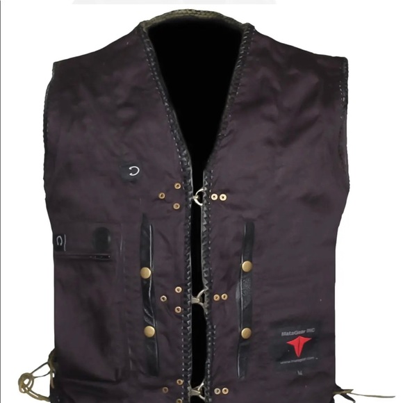 Men’s Motorcycle Distressed Black Side Laced Biker Concealed Carry Leather Vest - Picture 8 of 9